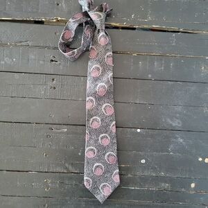 Harridge Row 100% Italian Silk Men's Dress Tie Black Grey Pink Pattern Business